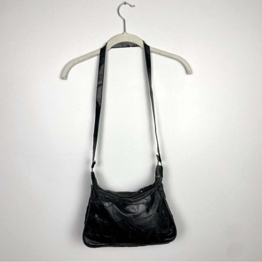 Vintage Black Patchwork Crossbody Handbag Purse